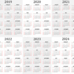 6 Year Calendar 2019 To 2024