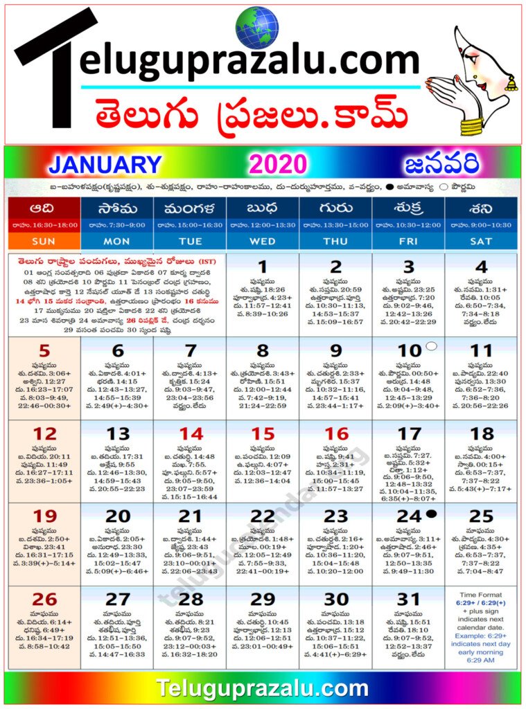 January 2024 Telugu Calendar