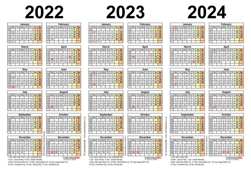 3 Year Calendar 2024 To 2024