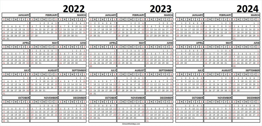 3 Year Calendar 2024 To 2024