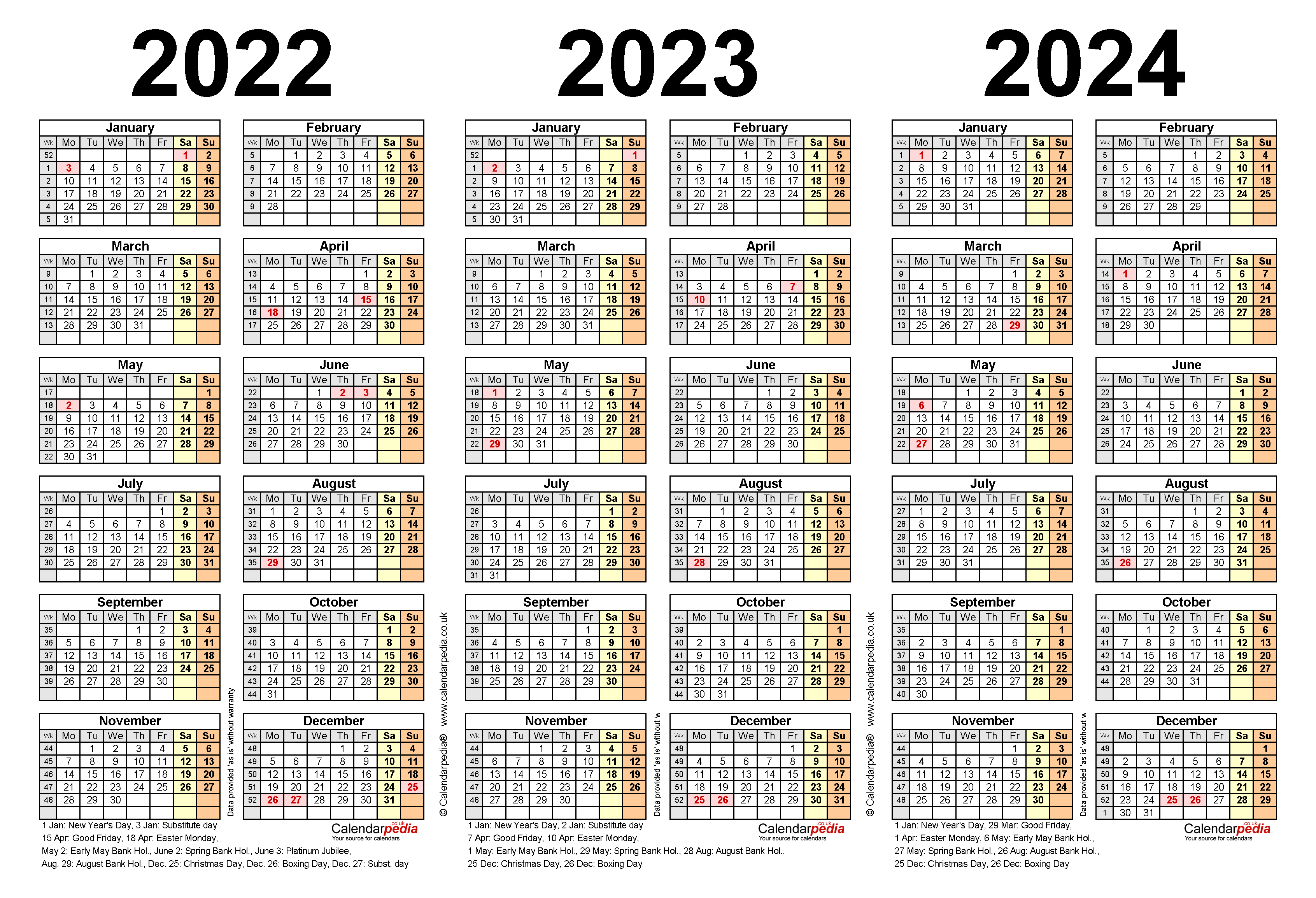 20222024 Pocket Calendar 2024 Calendar Printable