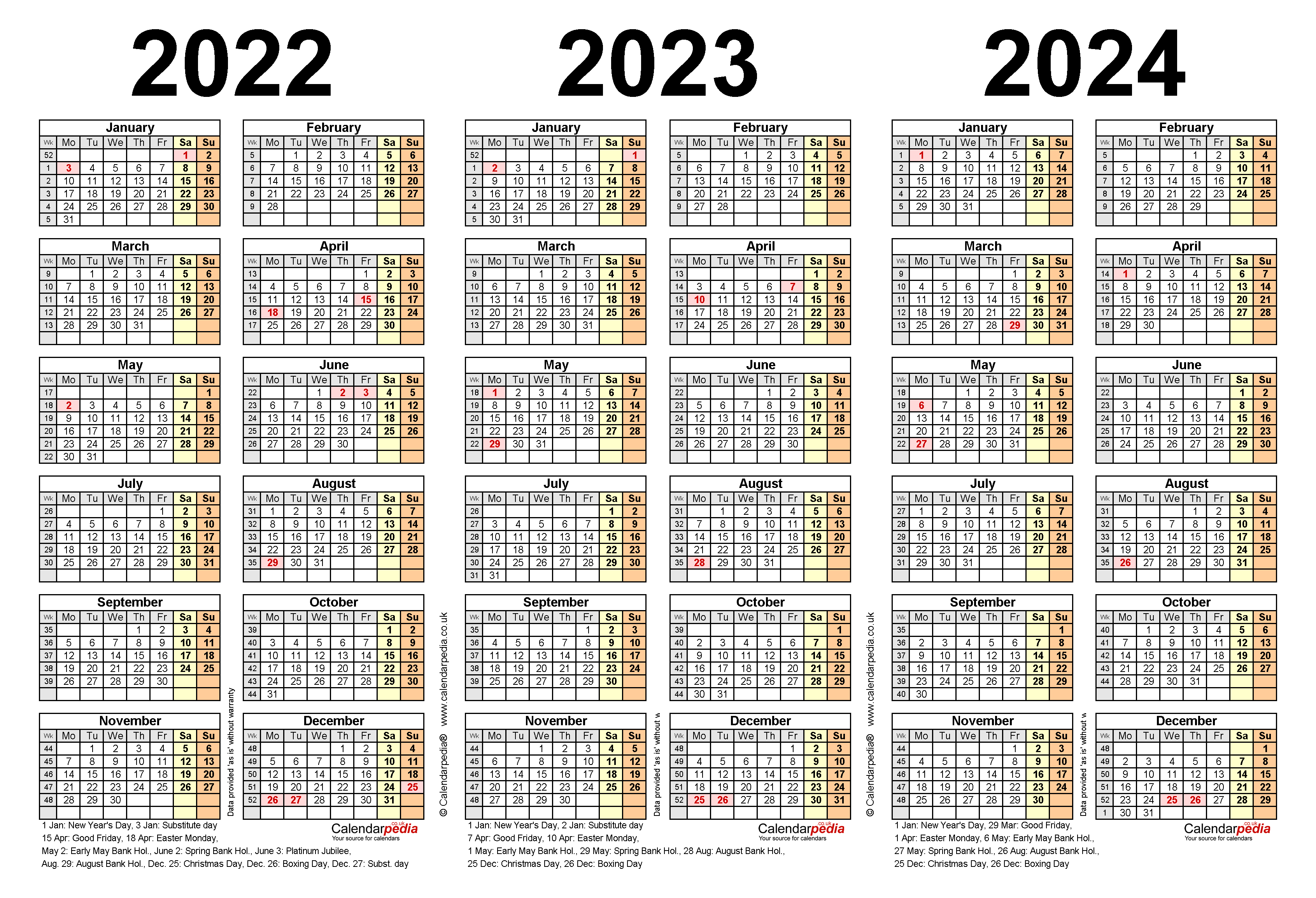 2022 2024 Pocket Calendar 2024 Calendar Printable