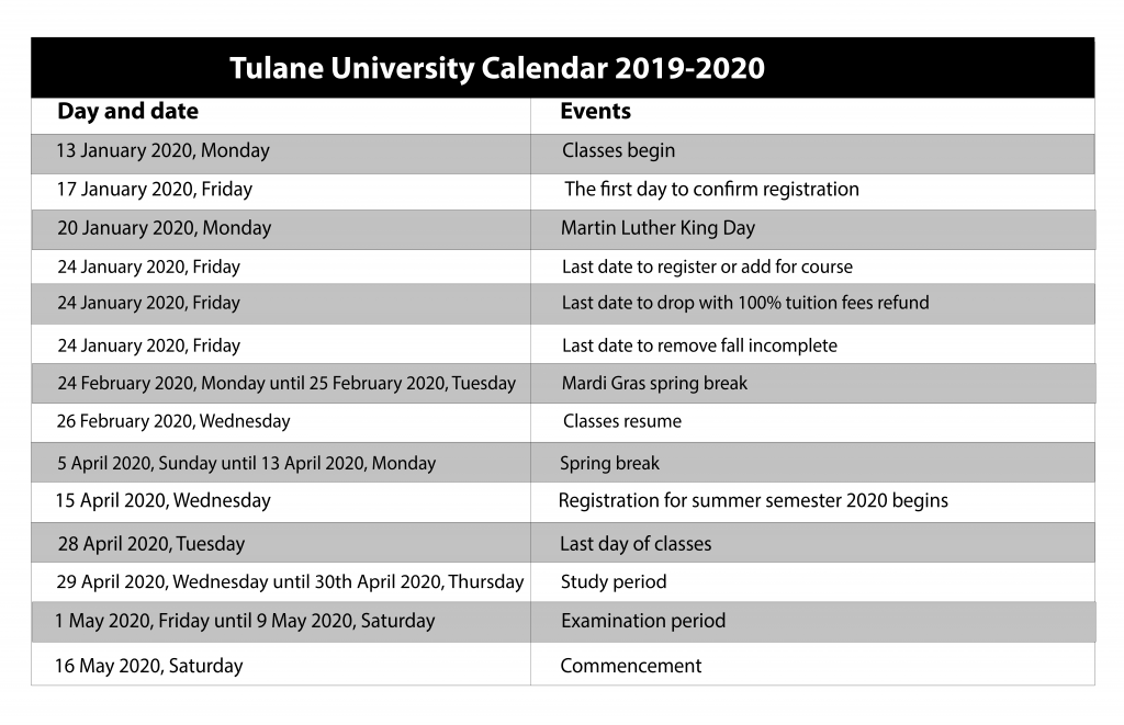 Tulane Calendar 202425 2024 Calendar Printable