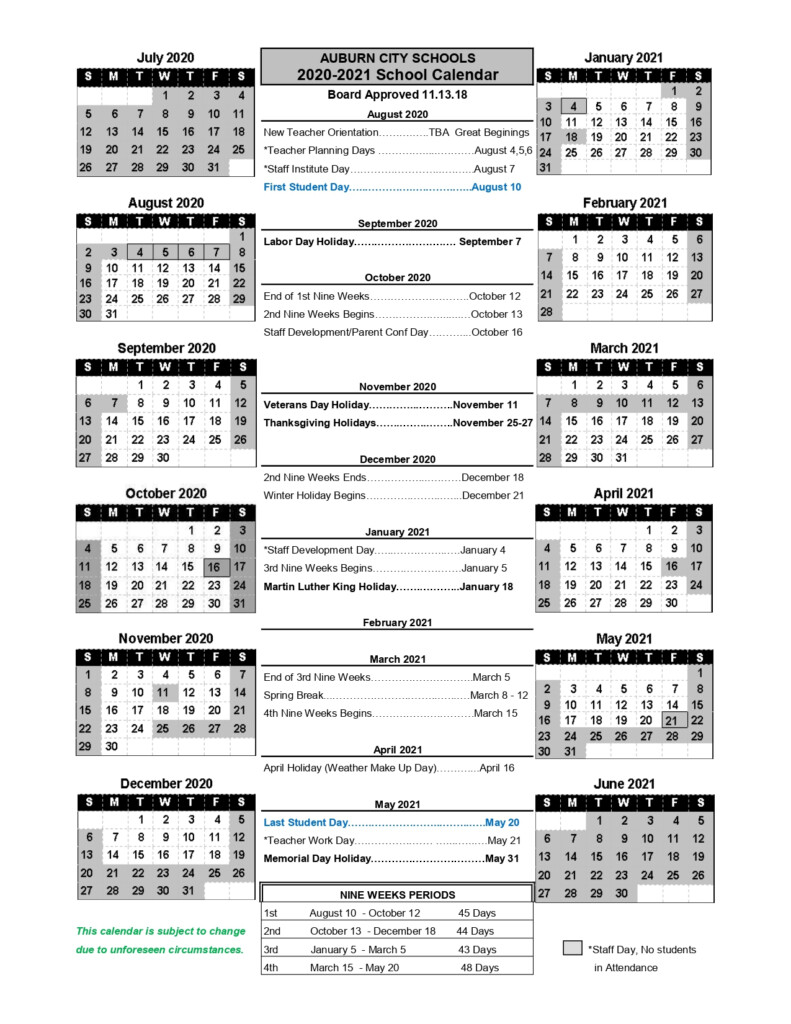 Auburn Calendar 2024