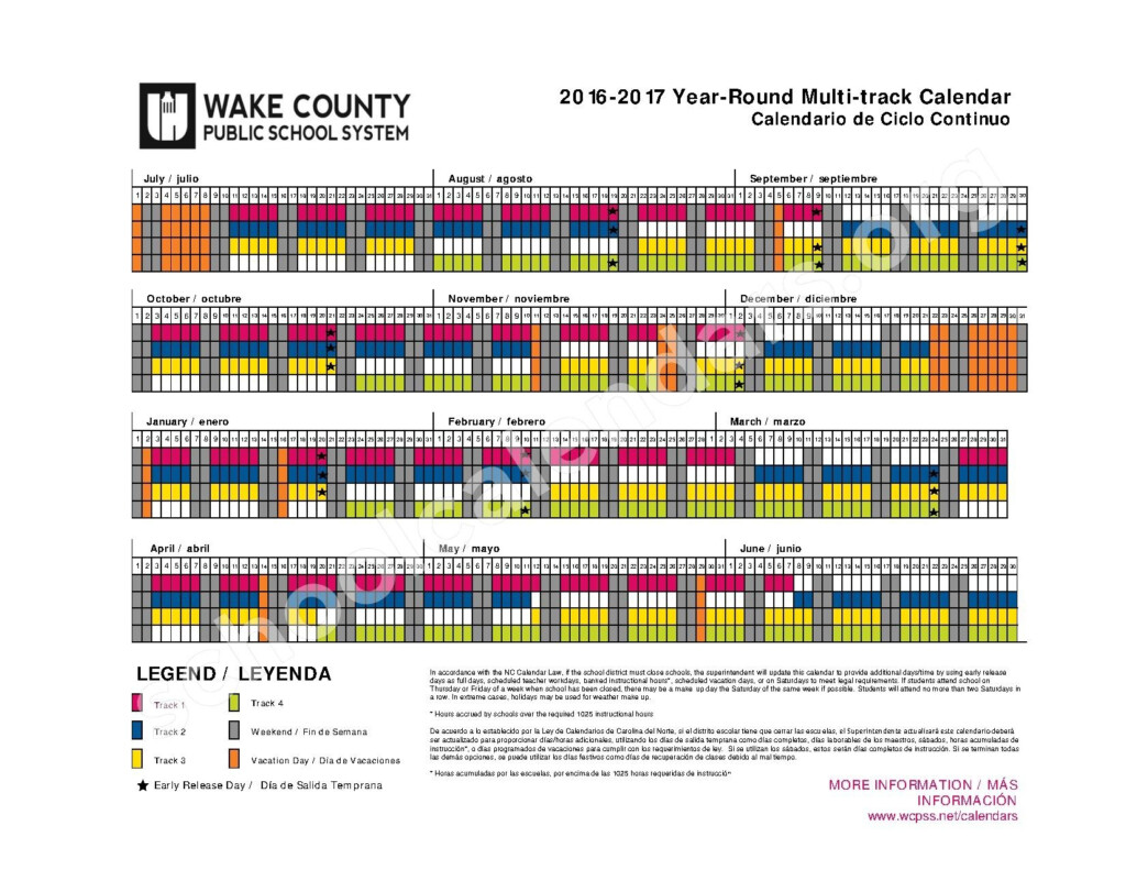 Wake County Year Round School Calendar 2024-25