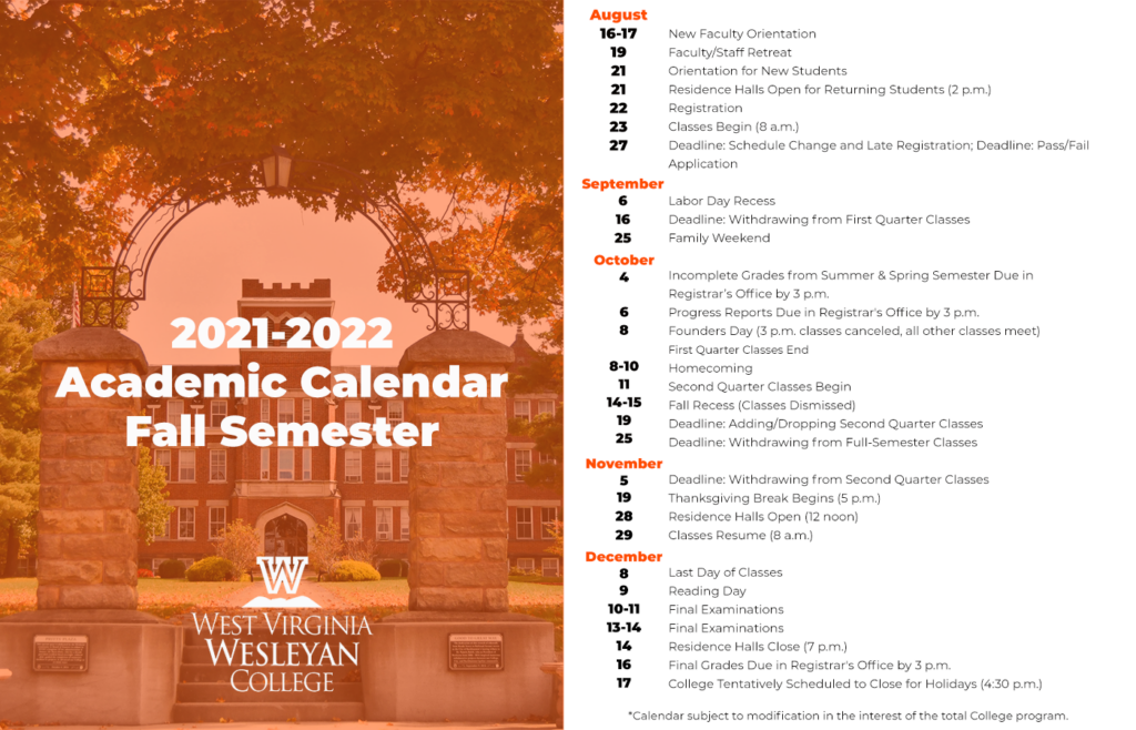 Wesleyan University Academic Calendar 2024-25