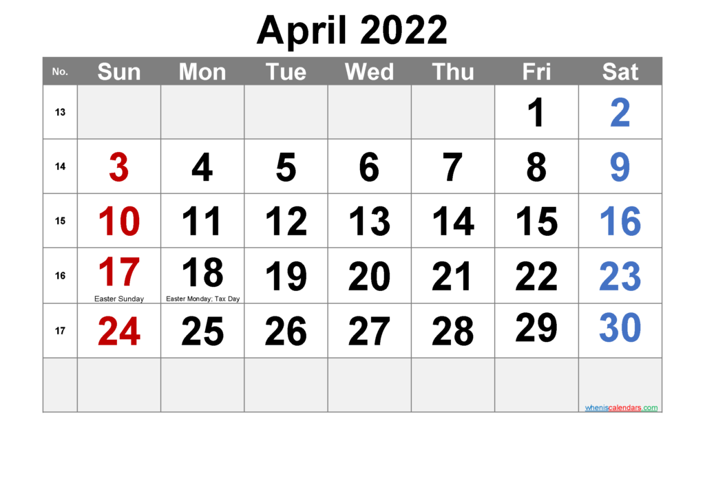 Calendar Easter 2024