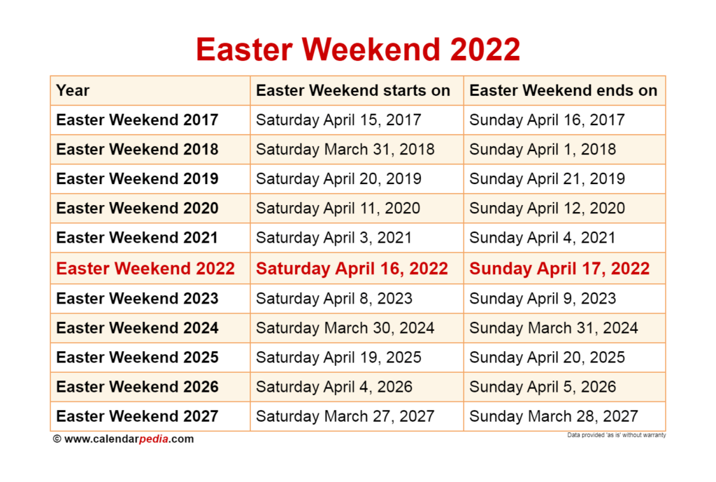 Calendar Easter 2024