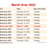 Mardi Gras Calendar 2024