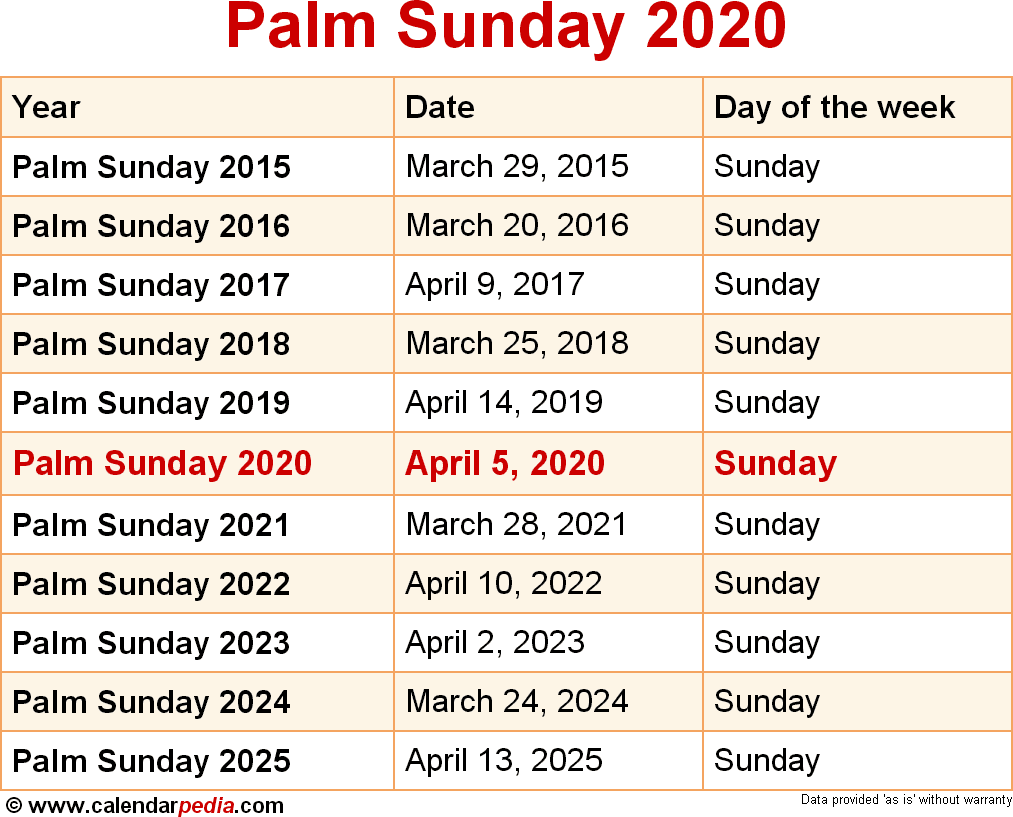 Palm Calendar Stops 2024