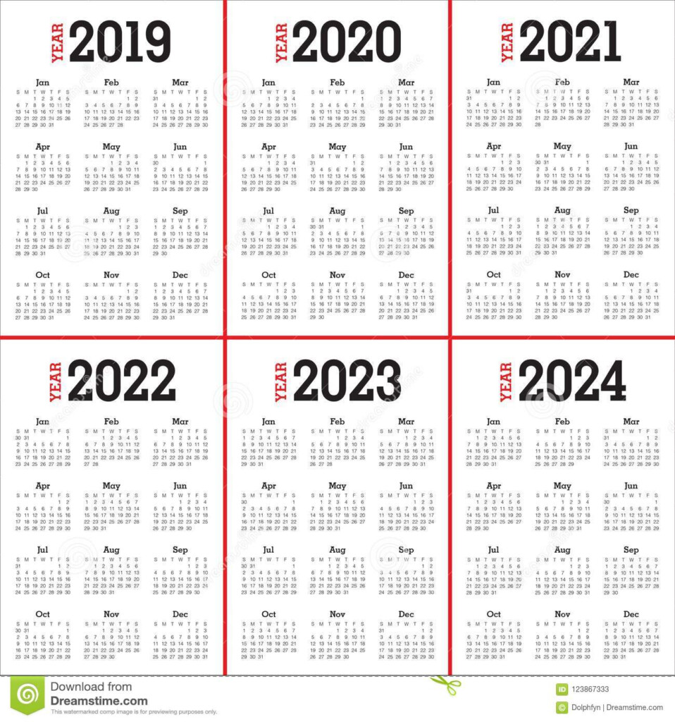 Calendar For 2019 To 2024