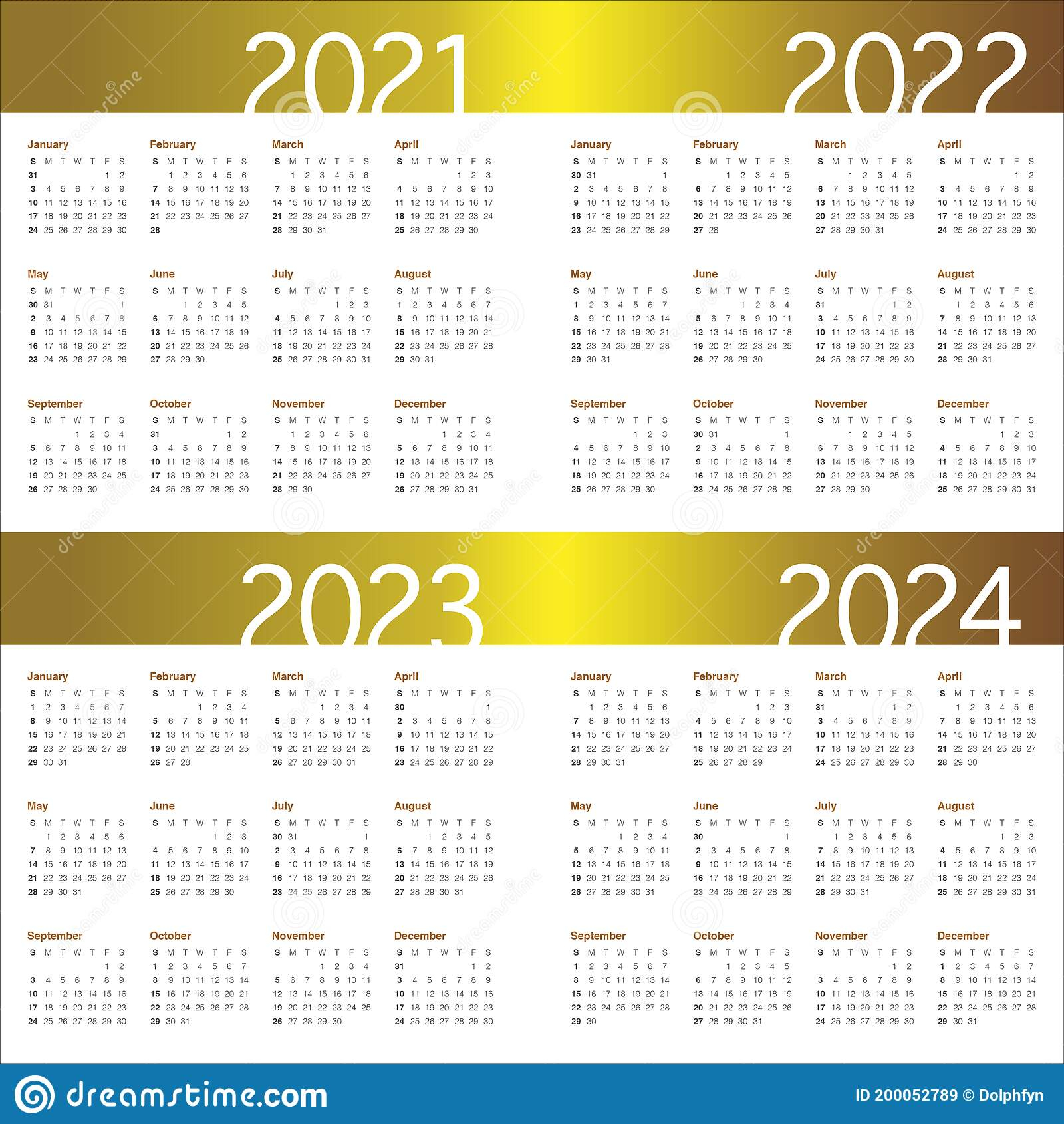 Yearly Calendar 2021 To 2024 - 2024 Calendar Printable