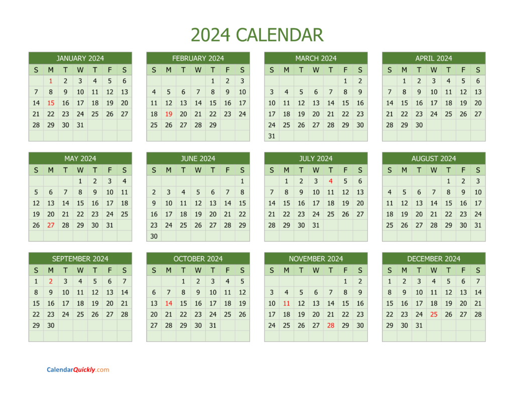 Free Wall Calendar 2024