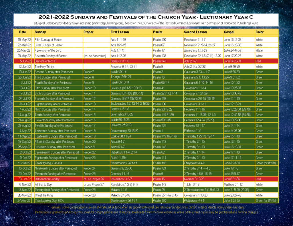 Free Printable Liturgical Calendar 2024