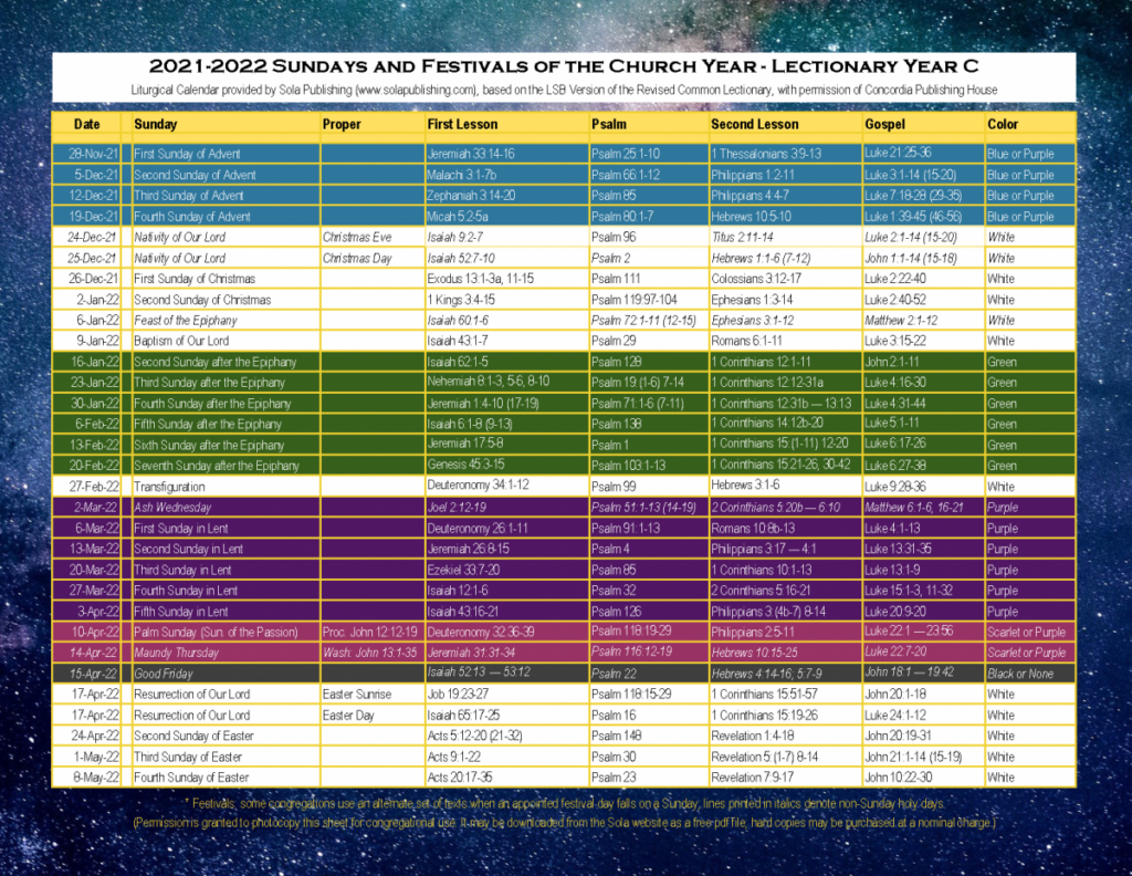 Free Printable Liturgical Calendar 2024