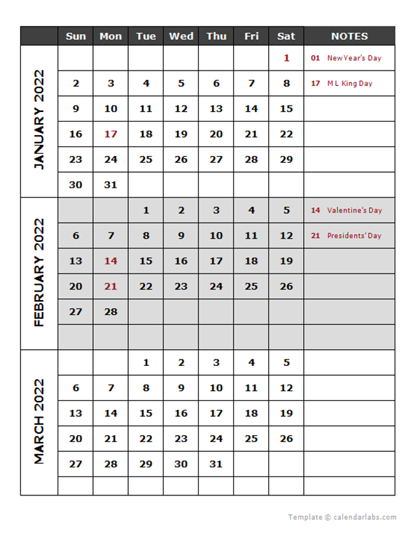 Free Printable Quarterly Calendar 2024