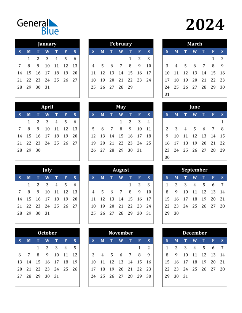 2024 Calendar By Month