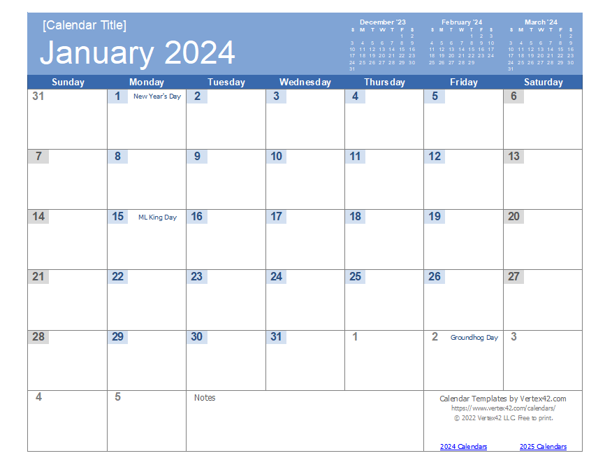 Monthly Calendar Printable 2024