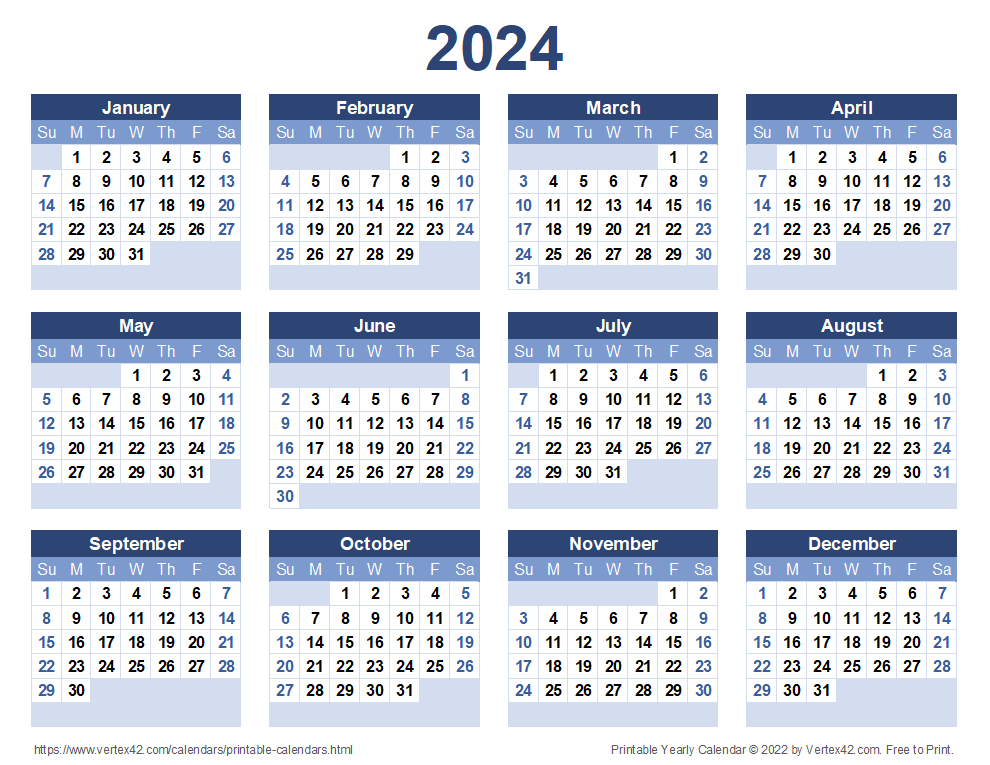 Calendar Printable 2024