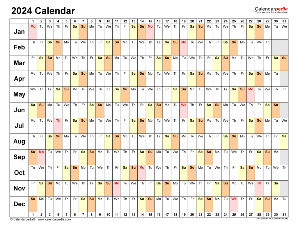Excel 2024 Calendar