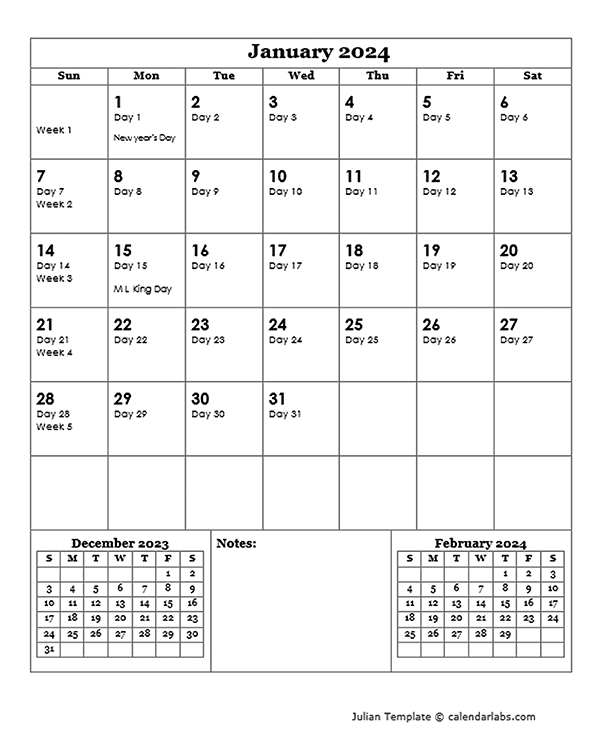 2024 Yearly Julian Calendar Free Printable Templates 2024 Calendar