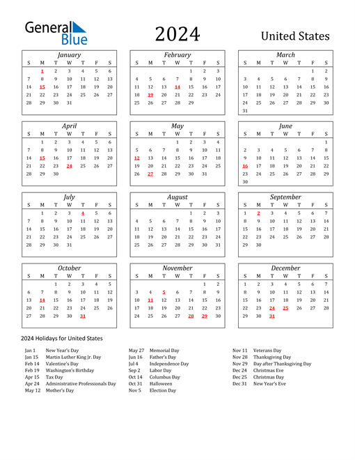 Free Printable 2024 Calendar Printable With Holidays 2024 Calendar
