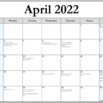 April Calendar 2024 With Holidays