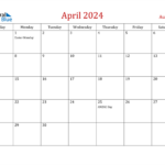 April 2024 Calendar Editable