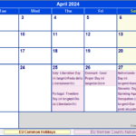 April Calendar 2024 With Holidays