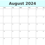 August Printable Calendar 2024