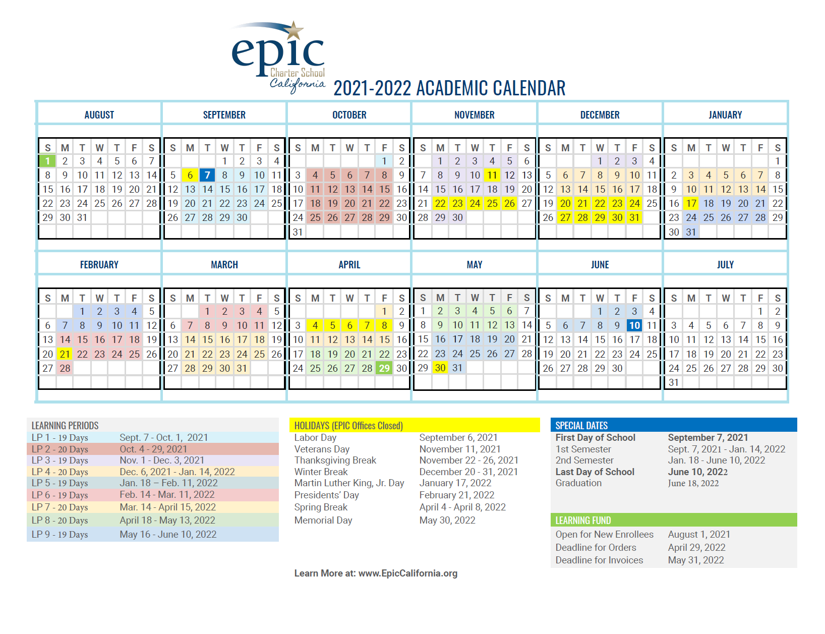 Epic Charter School Calendar 20212024 2024 Calendar Printable