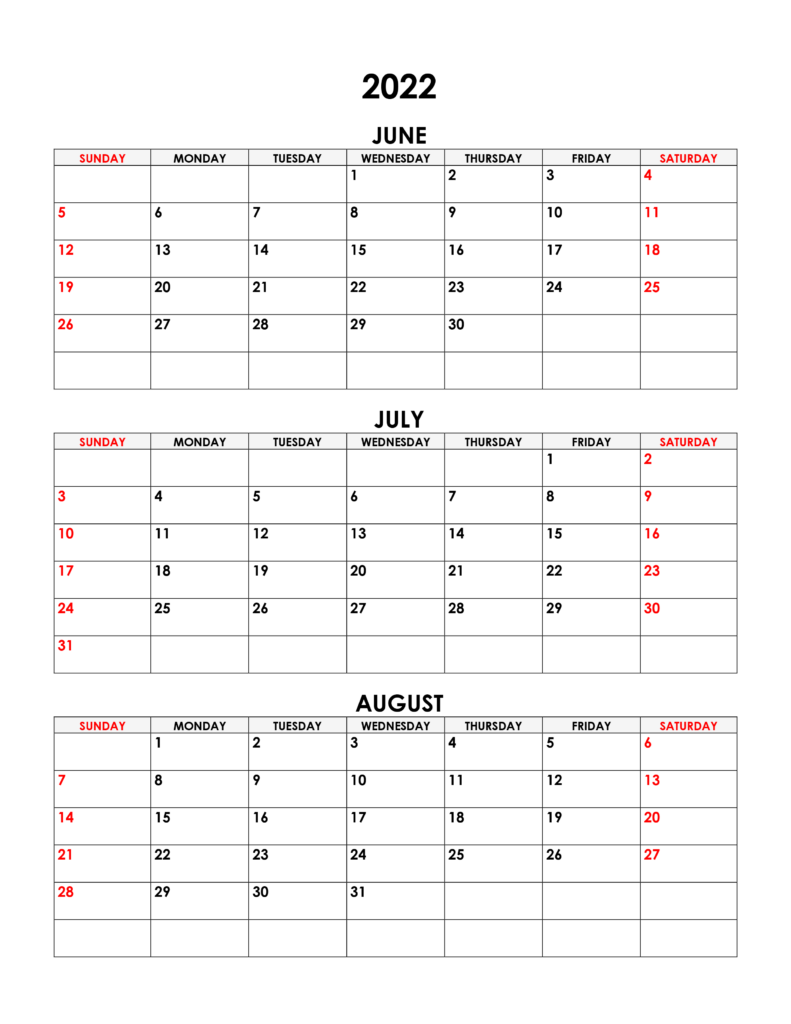 June July August 2024 Calendar