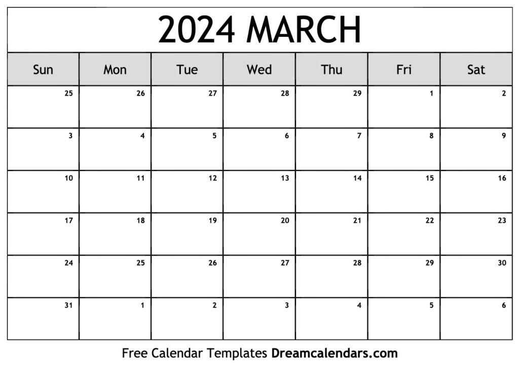 Calendar Printable March 2024