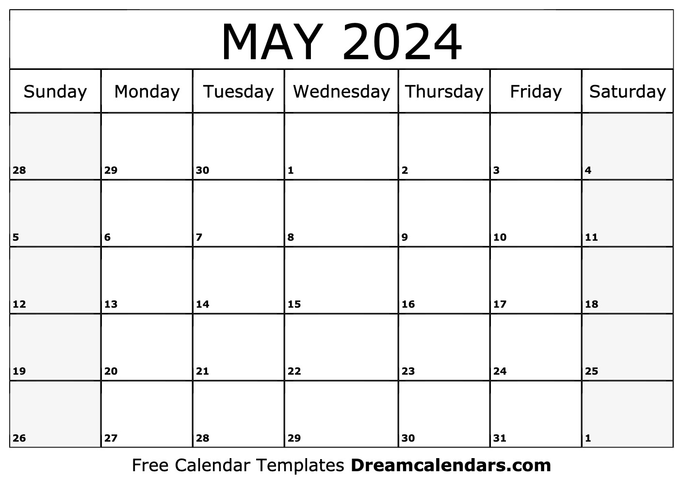 May 2024 Calendar Printable Free 2024 Calendar Printable