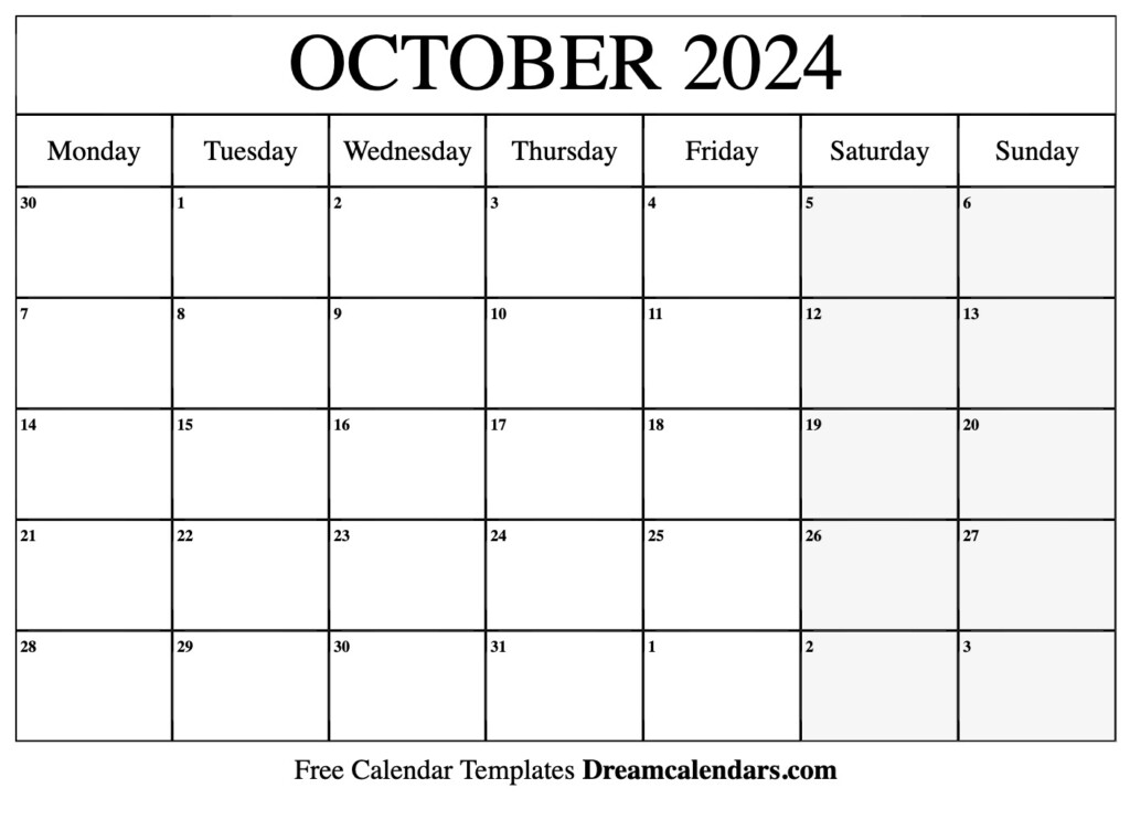 Oct Calendar 2024