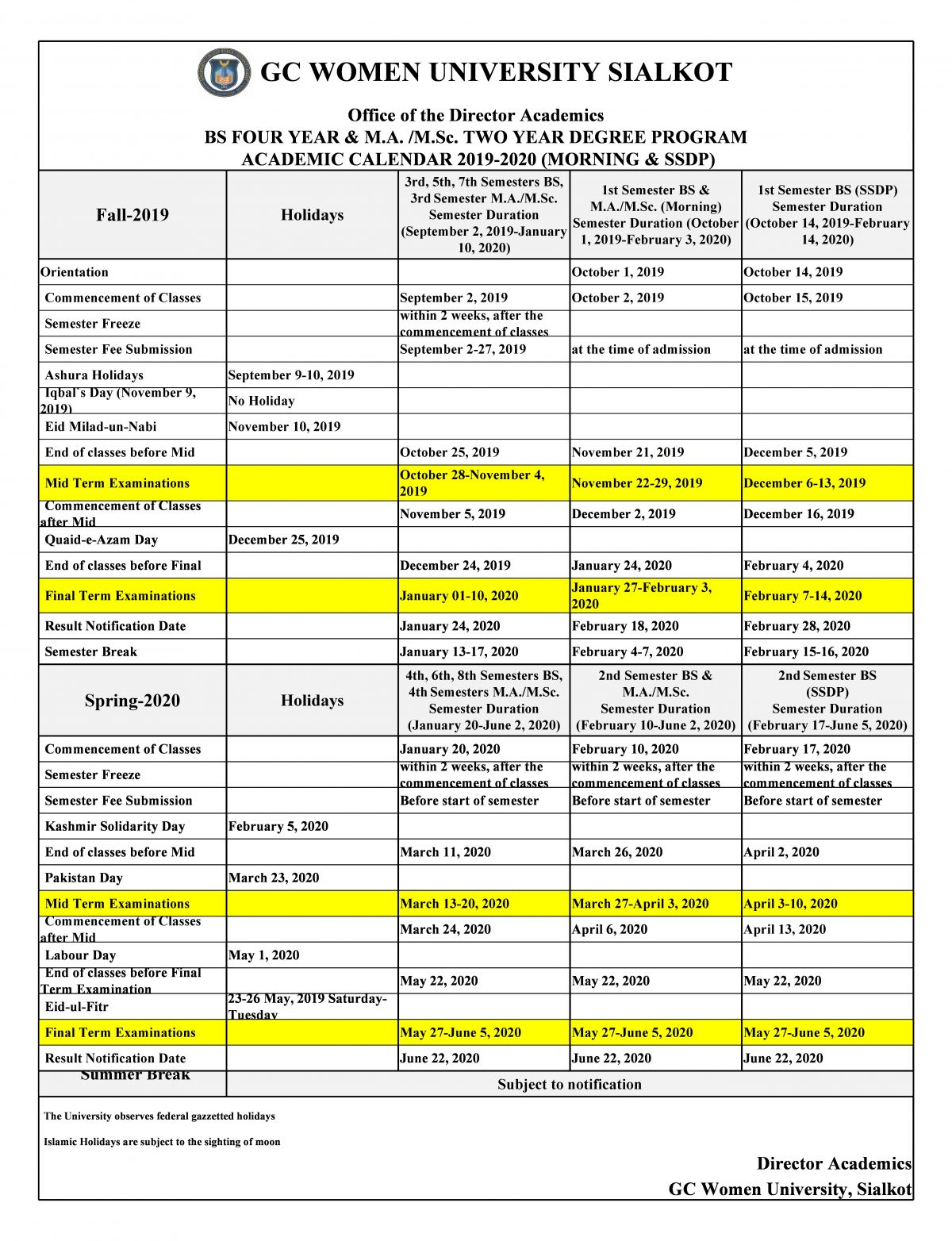 Gcu Calendar 24-25