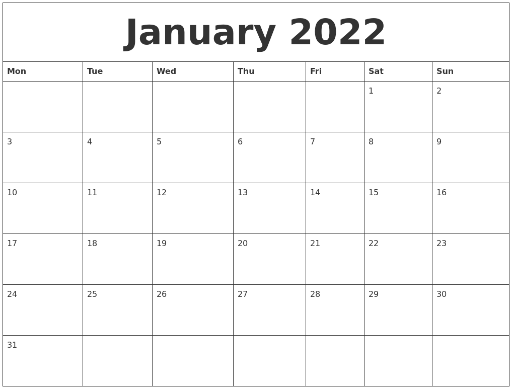 January 2024 Calendar Editable