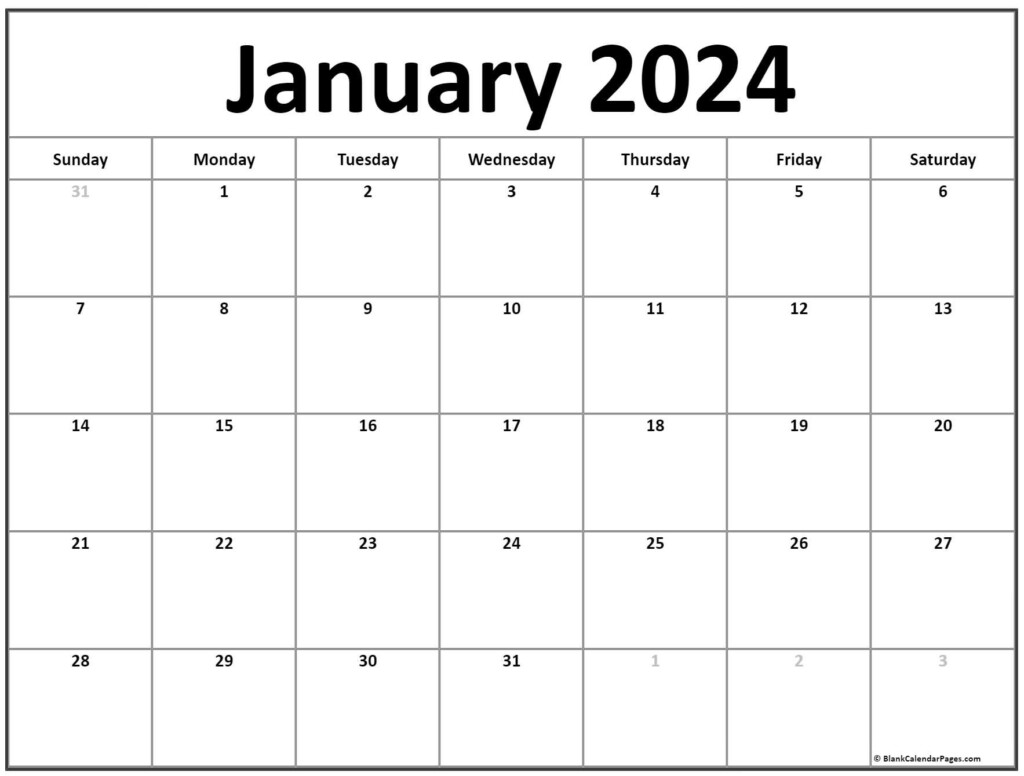 Blank Calendar January 2024