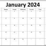 Calendar Template January 2024