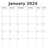 Blank Calendar 2024 January