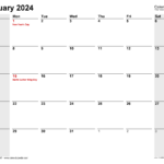 January 2024 Calendar Editable