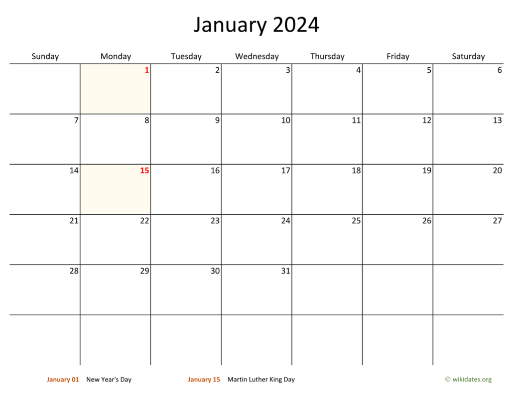 Wiki Calendar January 2024 - 2024 Calendar Printable