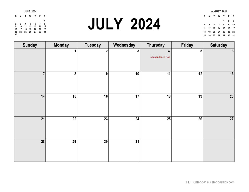 July 2024 Editable Calendar