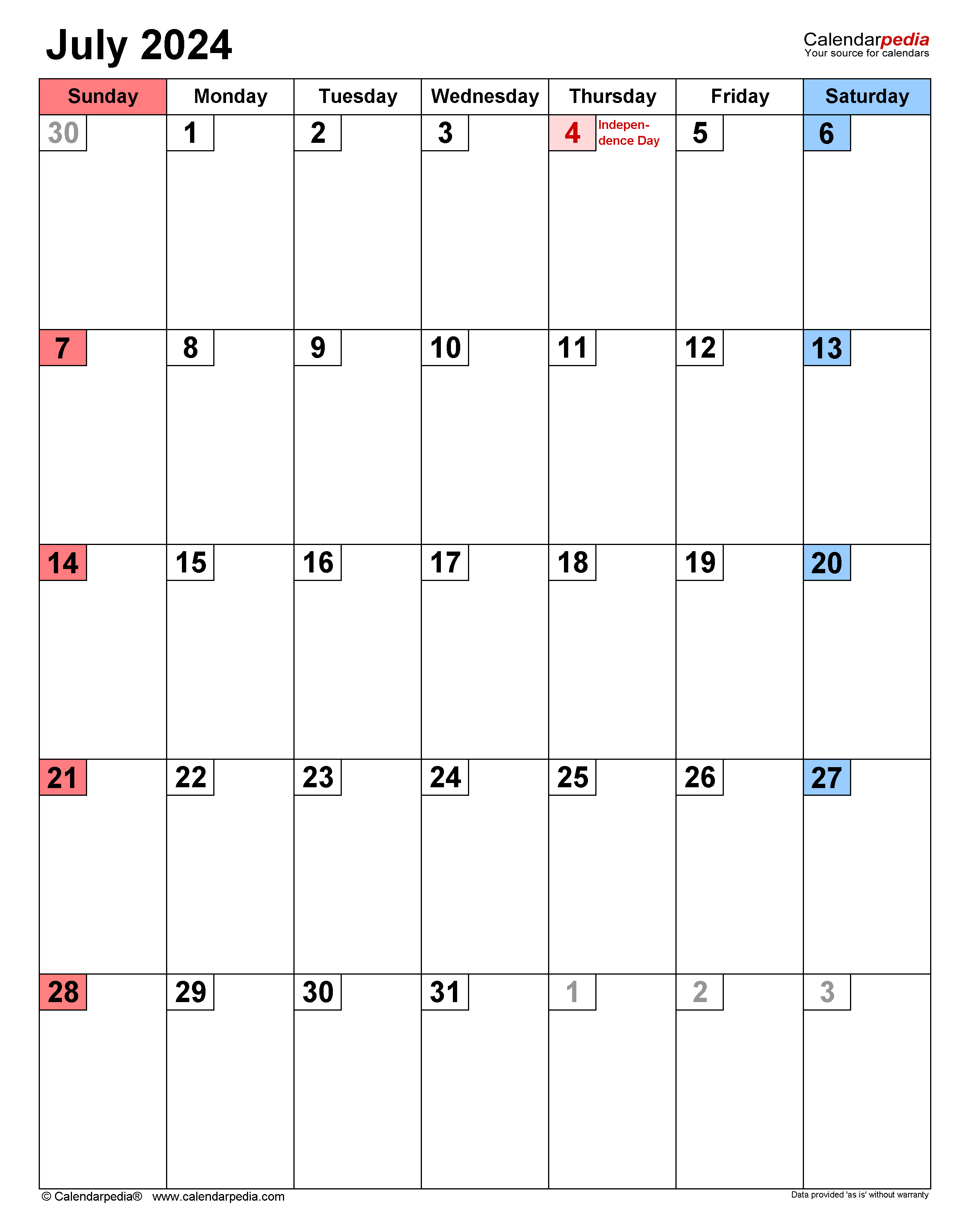 July 2024 Editable Calendar 2024 Calendar Printable
