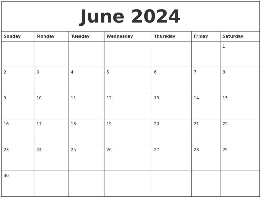 June. 2024 Calender