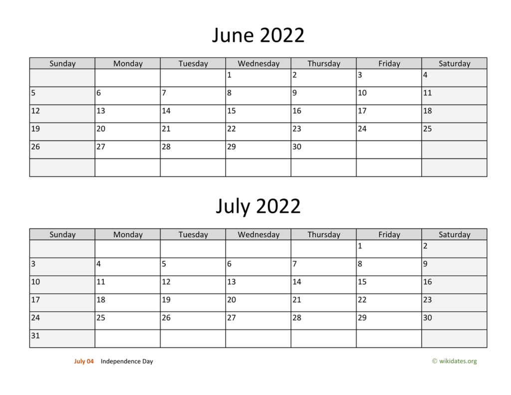 Calendar June And July 2024