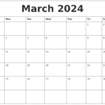 March 2024 Printable Calendar Pdf