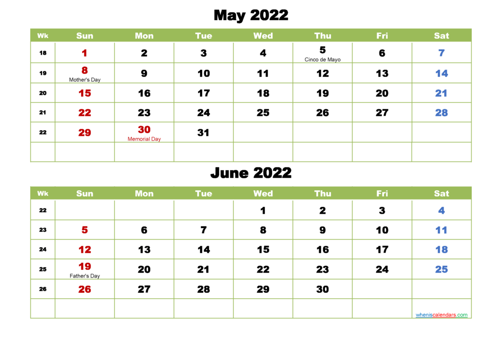 May And June 2024 Calendar