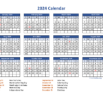 2024 National Holiday Calendar