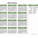 Printable 2024 Calendar With Federal Holidays